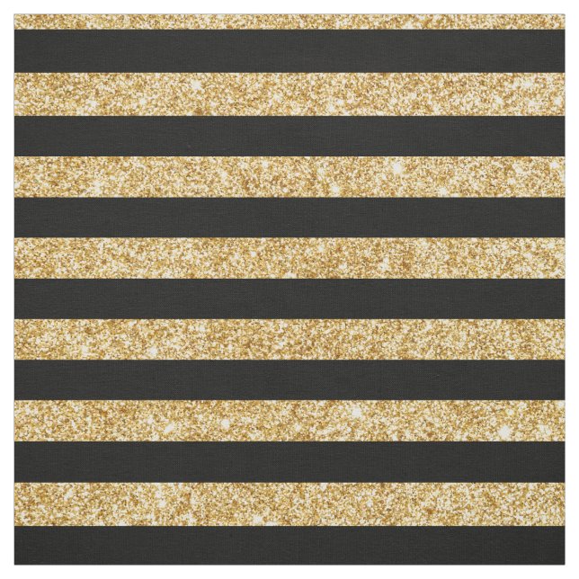 Elegantt guld- glitter och svart randmönster tyg (Provkarta)