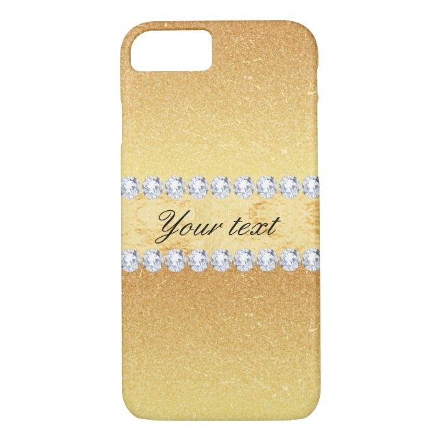 Elegantt guld- glitter omkullkastar och diamanter Case-Mate iPhone skal (Baksida)