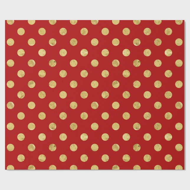 Elegantt guld omkullkastar Polka pricker det rött Presentpapper (Platt)