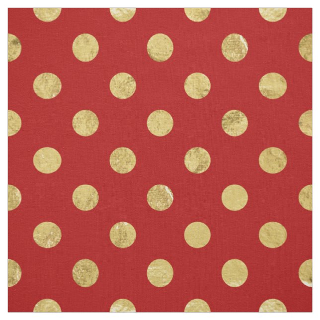 Elegantt guld omkullkastar Polka pricker det rött Tyg (Provkarta)