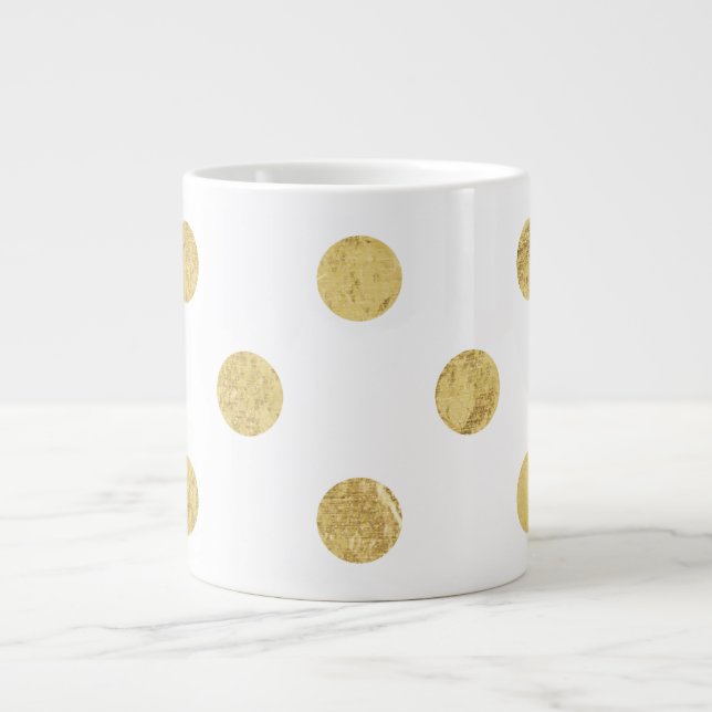 Elegantt guld omkullkastar Polka pricker mönster - Jumbo Mugg (Framsidan)