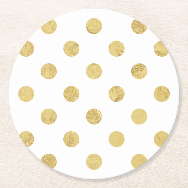 Elegantt guld omkullkastar Polka pricker mönster - Underlägg Papper Rund (Framsidan)