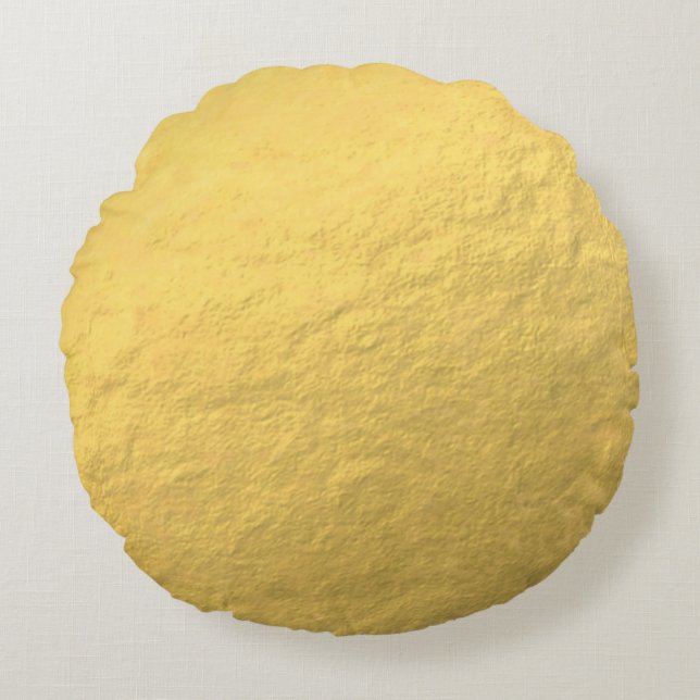 Elegantt guld omkullkastar utskrivavet rund kudde (Framsidan)