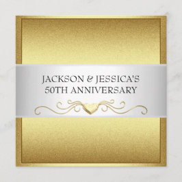 Elegantt guld- party för årsdag för kärlekhjärtor inbjudningar