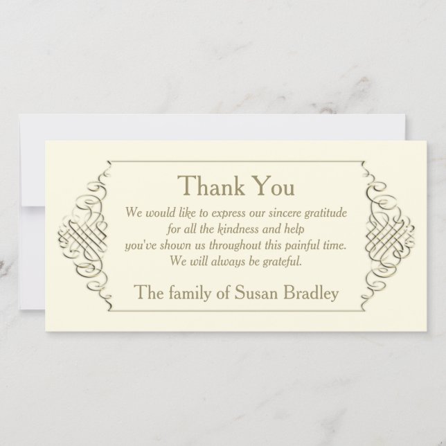 Elegantt guld- ramsympatitack tack kort (Framsida)