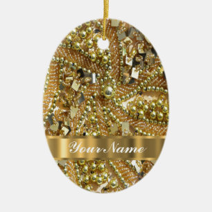 Elegantt guld som bling julgransprydnad keramik