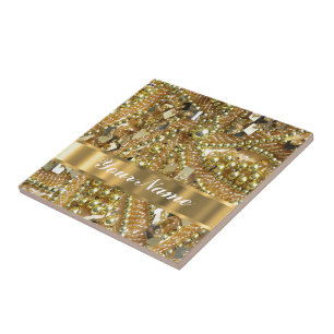 Elegantt guld som bling kakelplatta