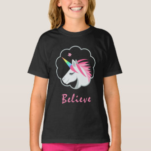 elegantt gulligt tror i unicornsemoji tee