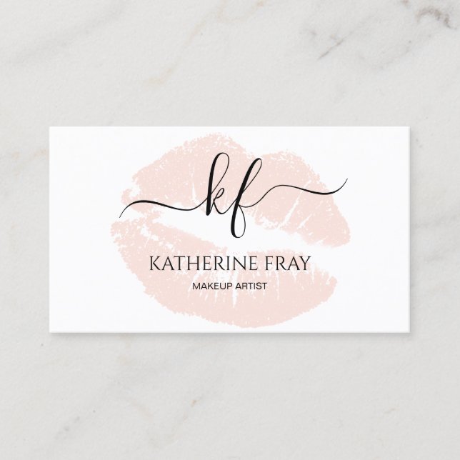 Elegantt handskrivet skrivar calligraphyrosaläppar visitkort (Framsida)
