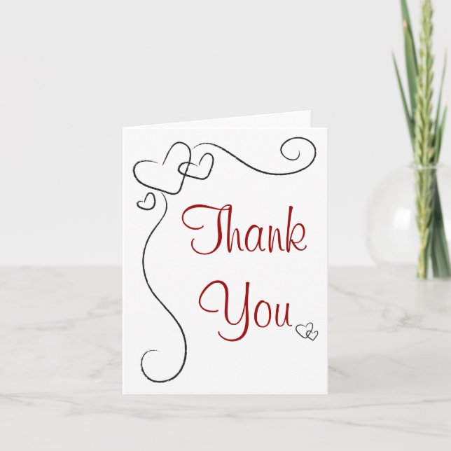 Elegantt hjärtatack tack kort (Framsida)