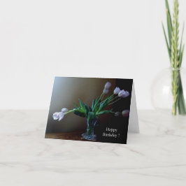 Elegantt kort för lavendeltulpanfödelsedag