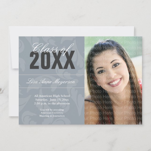 Elegantt krullningsmönster: Silver Inbjudningar (Framsida)