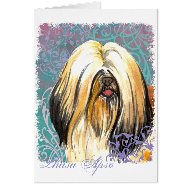 Elegantt Lhasa Apso kort (Framsidan)