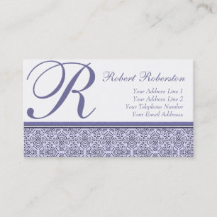 Elegantt lila lilamönster för Monogram R Visitkort