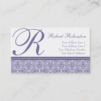 Elegantt lila lilamönster för Monogram R Visitkort