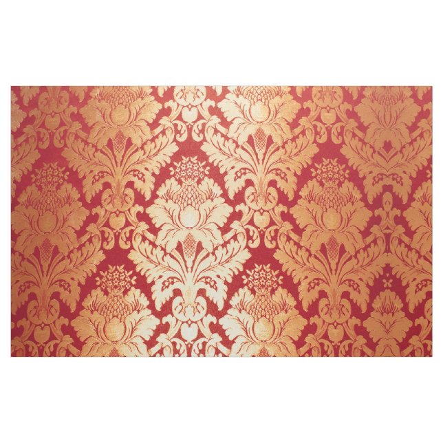 Elegantt lyxigt Retro rött guld- damastast mönster Tyg (Fat Quarter)