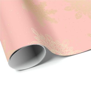 Elegantt & modernt guld- Snowflakejulmönster Presentpapper