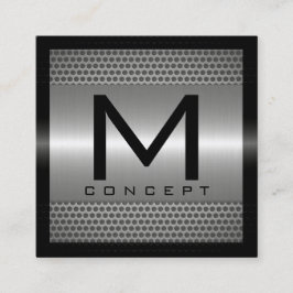 Elegantt modernt metalliskt silver för Monogram Fyrkantigt Visitkort