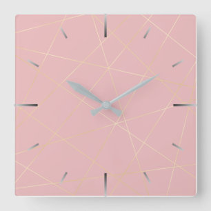 Elegantt modernt rodna rosa guld- geometriskt fyrkantig klocka