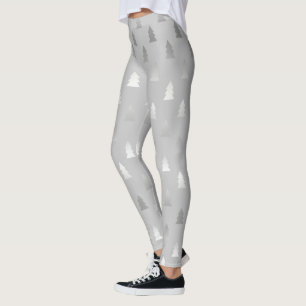 elegantt modernt silverjulgranmönster leggings