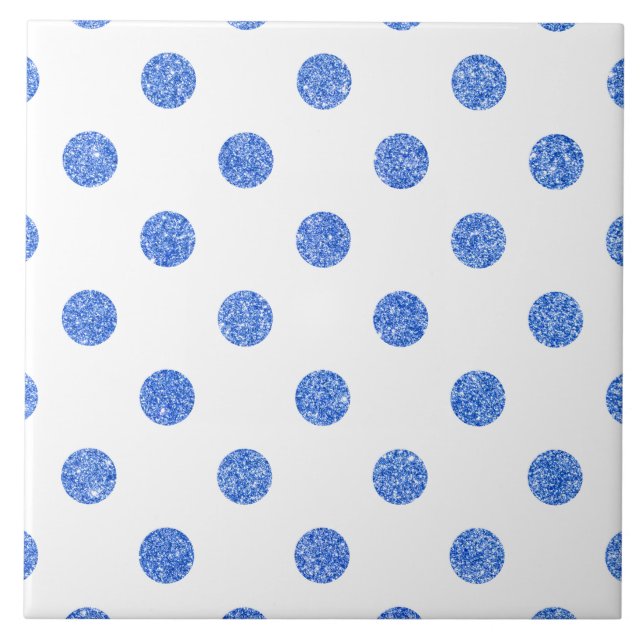 Elegantt mönster för blåttglitterpolka dots kakelplatta (Framsidan)