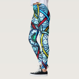 Elegantt Notre Dame Paris målat glassmönster Leggings