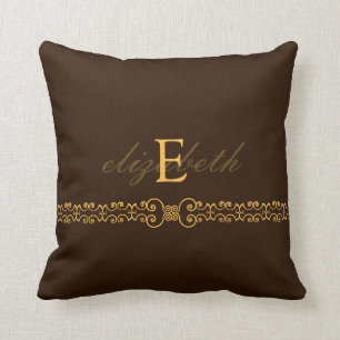 Elegantt och utsmyckat Monogrambälte - brunt guld Kudde