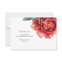 Elegantt pionbröllop tackar dig att card