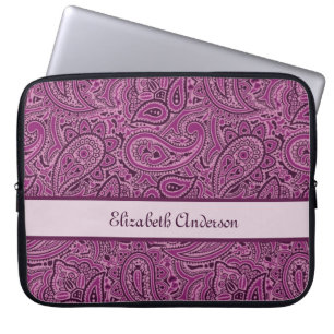 Elegantt purpurfärgat blom- Paisley mönster med Laptop Fodral
