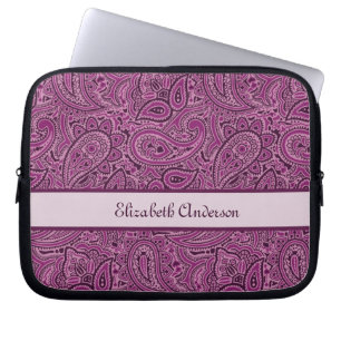 Elegantt purpurfärgat blom- Paisley mönster med Laptop Sleeve