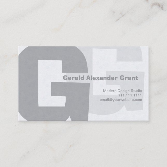 Elegantt Retro stort blåttgråttG Visitkort (Framsida)