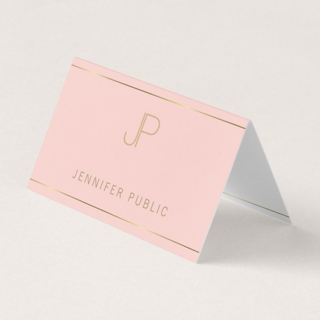 Elegantt rosa guld för yrkesmässig modern Monogram Visitkort (Framsida)