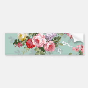 Elegantt rosa röd rosmönster för vintage bildekal