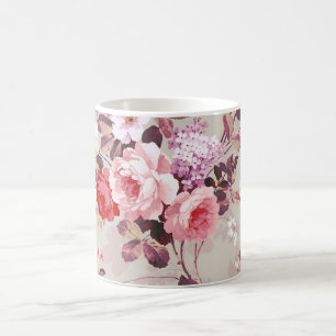 Elegantt rosa rött purpurfärgat romönster för kaffemugg