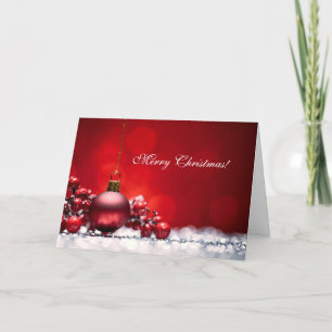 Elegantt rött kort för julprydnadhälsning