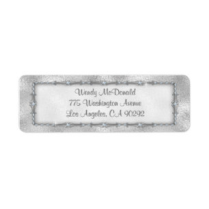 Elegantt silver prydd med ädelsten returetiketter returadress etikett