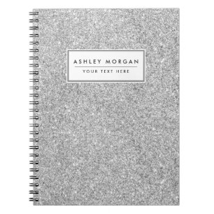 Elegantt silverglitter anteckningsbok med spiral