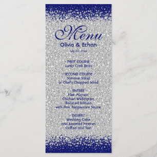 Elegantt silverglitter och kungliga blått meny