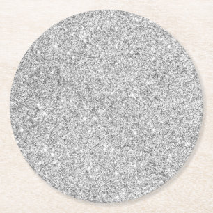 Elegantt silverglitter underlägg papper rund