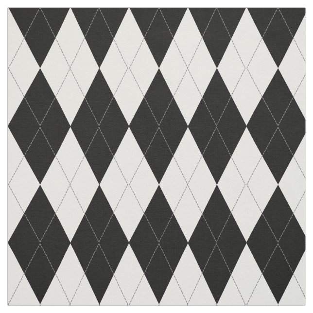 Elegantt svartvitt Argyle mönster Tyg (Provkarta)