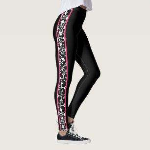 Elegantt svartvitt rosa stilfullt modernt virvlar leggings