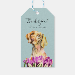 Elegantt tack för Vizsla hundvattenfärg Presentetikett
