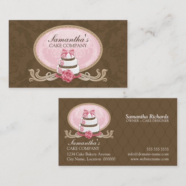 Elegantt tårtabageri visitkort (Fram/baksida)