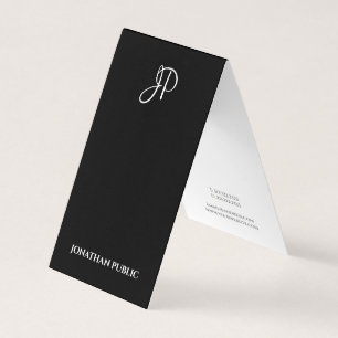 Elegantt vikt enkelt för modern Monogramsvartvit Visitkort