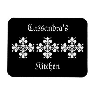 Elegantt vit fleur de lis damastmotiv magnet