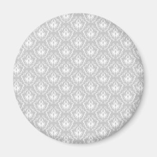 Elegantt vit- och gråttmönster. Damask. Magnet