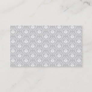 Elegantt vit- och gråttmönster. Damask. Visitkort