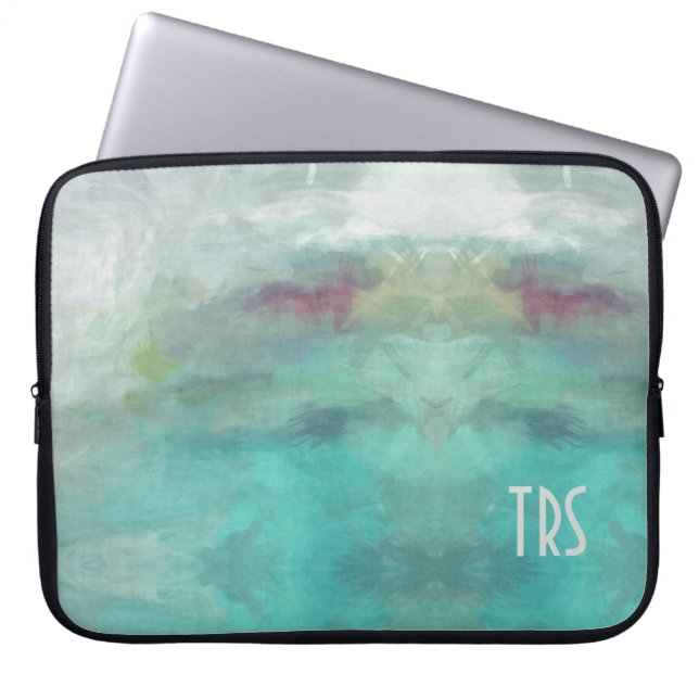 Elegantt WatercolorMonogram datorbeskyddande Laptop Sleeve (Framsidan)
