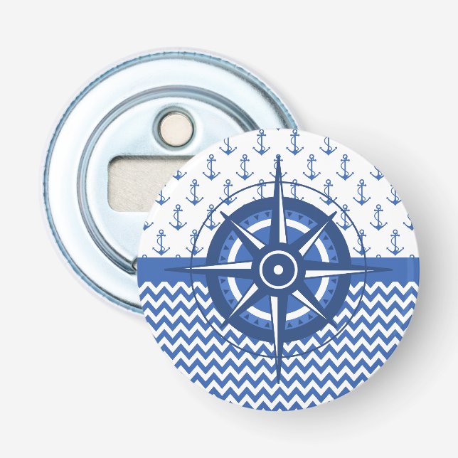 Elegantt Windrose nautiskt kust- mönster Flasköppnare (Framsidan)