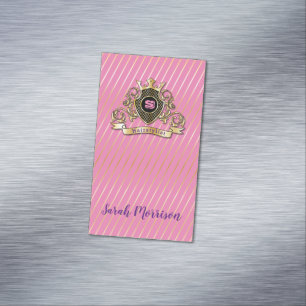 Elegenat Guld Monagram Fashioned Affärskort Magnetiska Visitkort